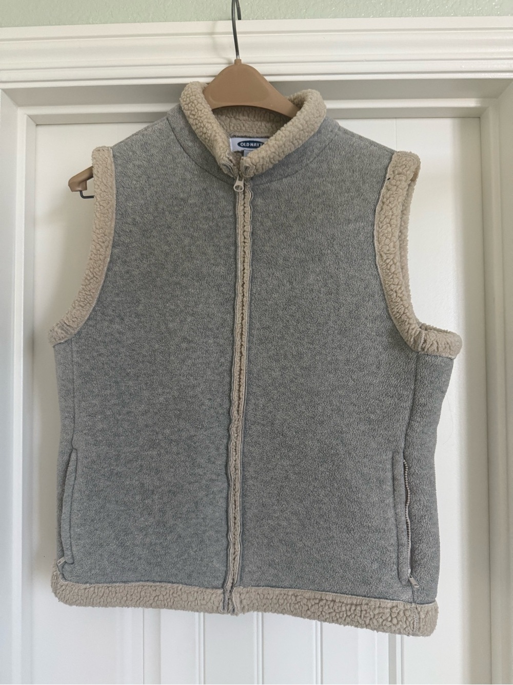 Old Navy Gray Vest with Cream Sherpa Trim